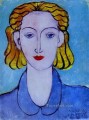 Mujer joven con una blusa azul Retrato de Lydia Delectorskaya fauvismo abstracto Henri Matisse